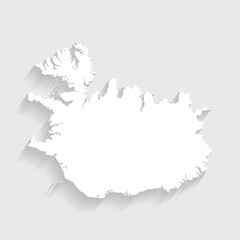 Simple white Iceland map on gray background, vector