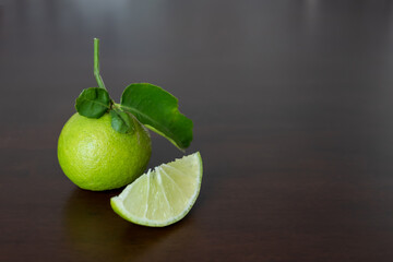 fresh green lime slice on the table