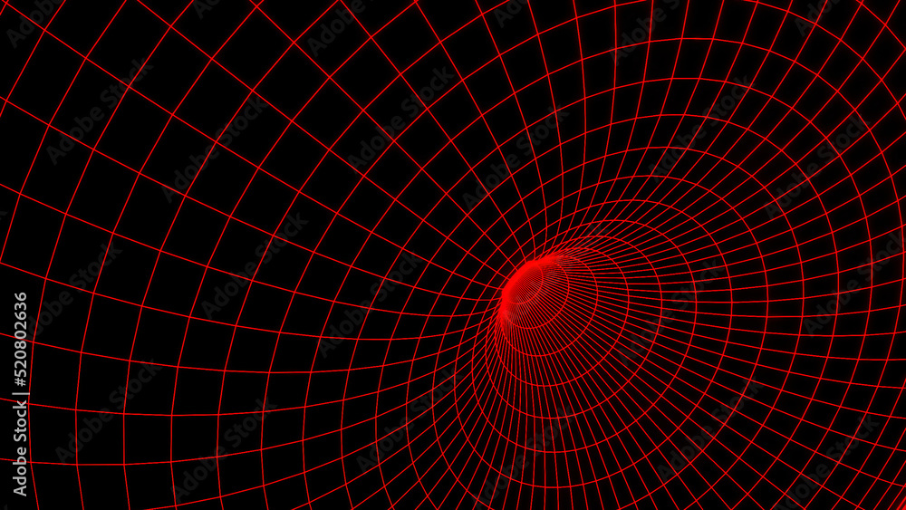 Aufkleber black background.design.the white and red grid creates a tunnel in abstraction and moves forward.