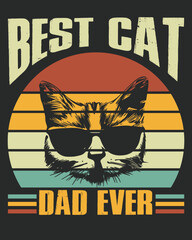 Vintage best cat dad ever vector illustration. Background of the day