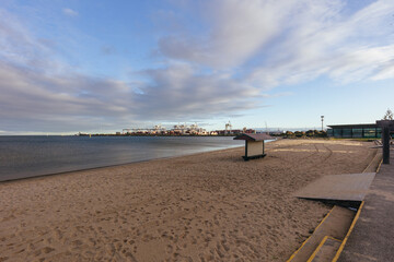 Fototapeta na wymiar Westport Reserve Beach at Sunset in Melbourne Australia