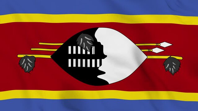 realistic eswatini waving flag. smooth 4k video seemless loop.