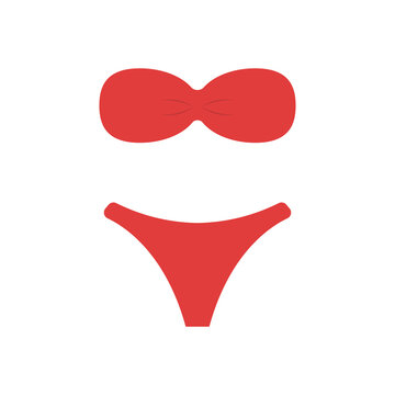 two-piece red swimsuit.Swimsuit or bikini 
top and bottom.Vector illusration.Isolated on a white background.female swimsuit model