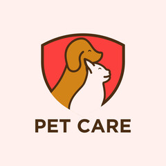 Home pets Logo dog cat design vector template. Animals Veterinary clinic Logotype concept icon