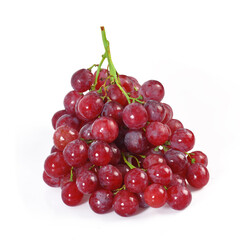 Red grape with leaf isolated on white background