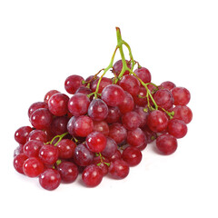 Red grape with leaf isolated on white background