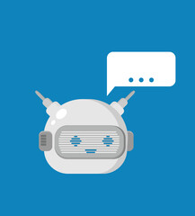 Robot. Customer support service chat bot. Flat vector illustration