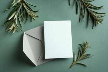 Blank card and green plants