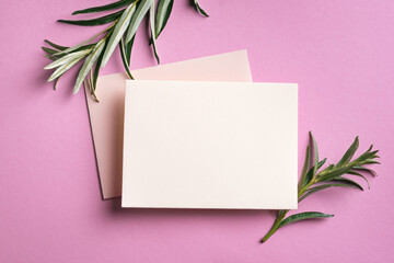 Blank card and green plants