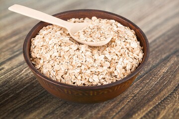 Mix of oat and rye flakes on the desk