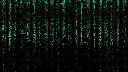 Digital vector green matrix. Futuristic dots background. Cyber texture with particles different size. Technology illustration.