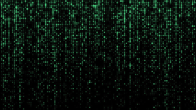 Digital vector green matrix. Futuristic dots background. Cyber texture with particles different size. Technology illustration.