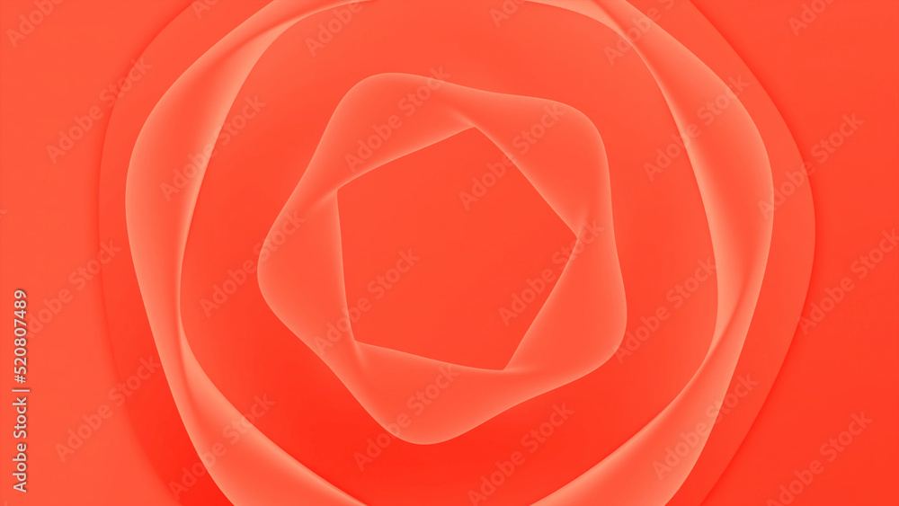 Poster Moving ring curves. Design. Slow moving rings with soothing effect. 3d curves circles move on colored background
