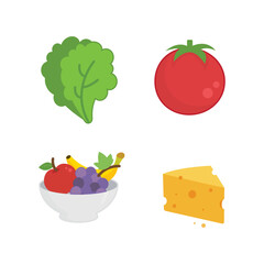 Food vector icons on white background. Tomato, food, cheese