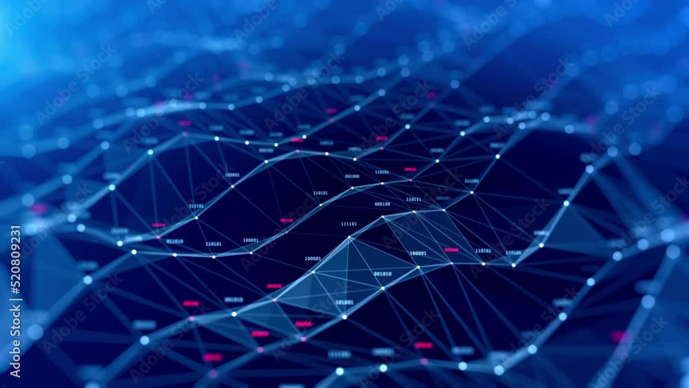 Aufkleber abstract digital connection moving dots and lines. internet network technology concept background. n