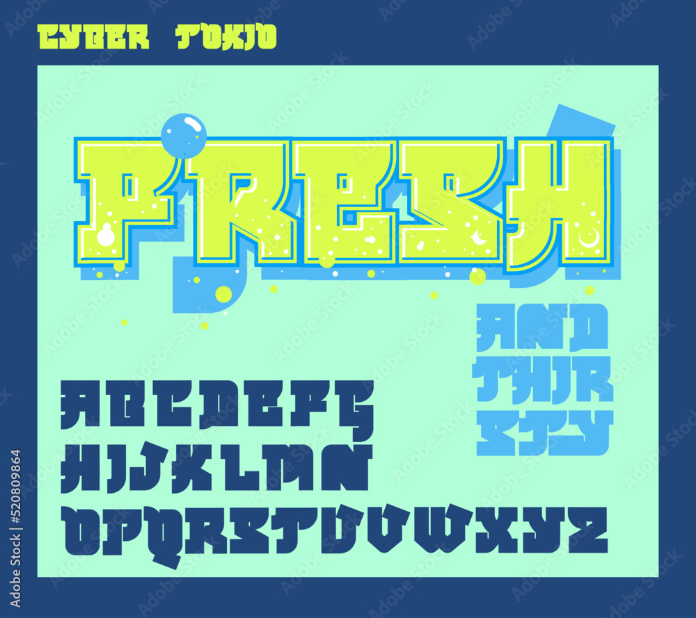 Poster cyber tokio custom vector font