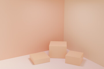 3D rendering scene with podium and abstract background. podium for cosmetic product presentation. 