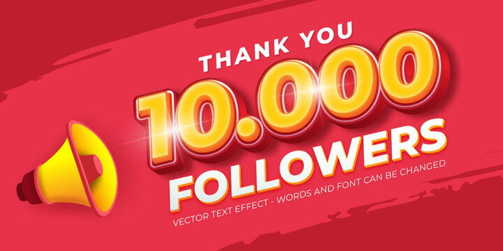 Editable text Thank you 10k followers for subscribe with megaphone