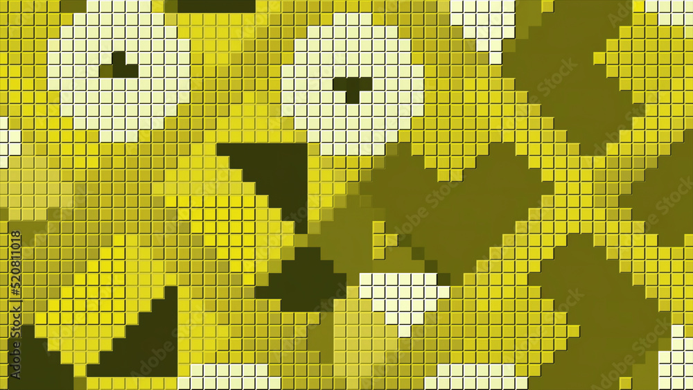 Poster moving geometric pattern of pixels. motion. pixel stylish animation with moving geometric shapes. co