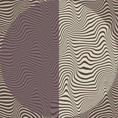 Art composition with wavy lines .Modern art design .Neutral color stripes .Transition circle lines .Bauhaus art style .Geometric shape. Wall art .