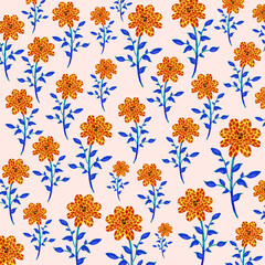 seamless pattern with dotted flowers
