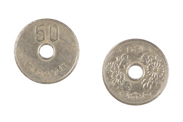 Close up the 50 Yen Japanese Coin