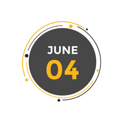 june 4 Calendar icon Design. Calendar Date 4th june. Calendar template 
