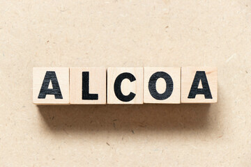 Alphabet letter block in word ALCOA (Abbreviation of Attributable, Legible, Contemporaneous,...