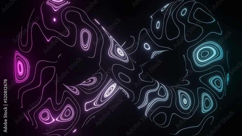 Aufkleber 3d infinity sign with energy lines. design. twisted endless loop with neon pattern. luminous psyched