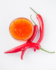 sweet chili sauce on a white acrylic background