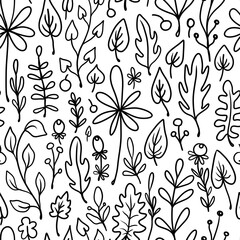 floral herbal leaves berry abstract seamless background pattern colorful fabric design print wrapping paper digital illustration texture wallpaper