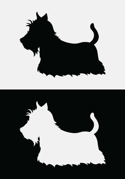 Black and white logo with scottish terrier.