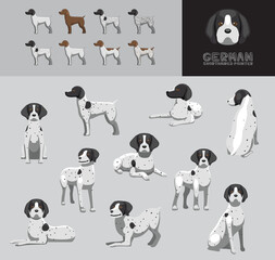 Dog German Shorthaired Pointer Cartoon Vector Illustration Color Variation Set