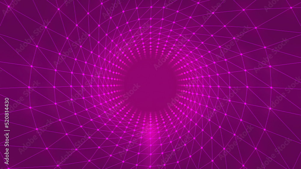 Aufkleber round corridor with virtual grid. motion. centralized tunnel with circular grid in virtual space. hy