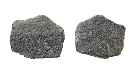 Fototapeta premium Two gray stones as pieces of rock isolated on white background