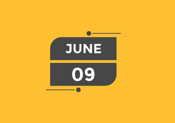 june 9 Calendar icon Design. Calendar Date 9th june. Calendar template 
