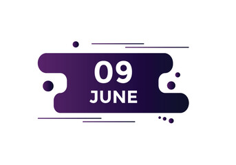 june 9 calendar reminder. 9th june daily calendar icon template. Vector illustration 
