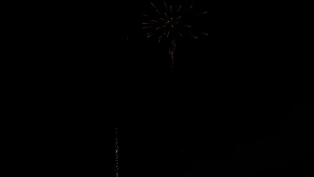 4K video real holiday new year celebration festival firework.pyrotechnics in the dark night sky