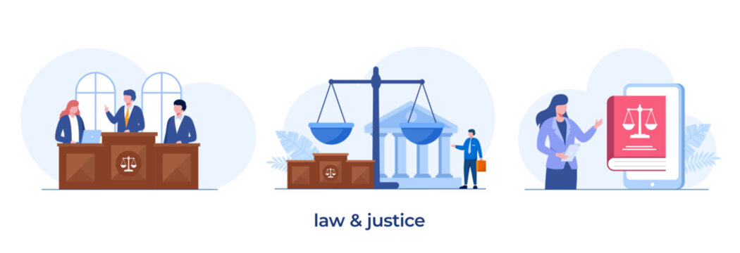 law & justice, legal advice, justice, consultation, law firm and legal services concept, lawyer consultant, flat illustration vector