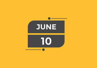 june 10 Calendar icon Design. Calendar Date 10th june. Calendar template 
