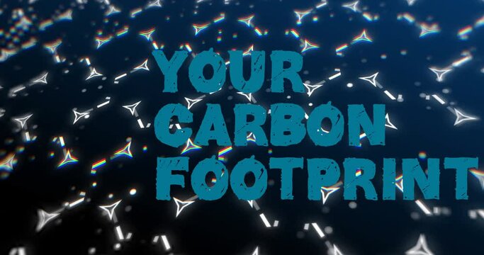 Animation of your carbon footprint over navy background with triangles
