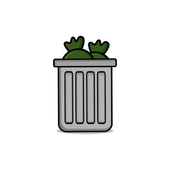 Illustration of trash can with trash bag