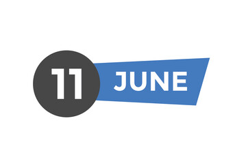june 11 Calendar icon Design. Calendar Date 11th june. Calendar template 
