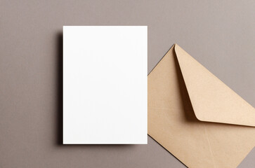 Blank greeting or invitation card mockup with envelope © nikavera