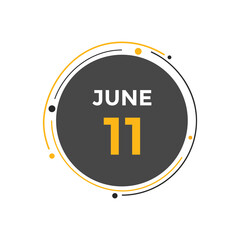 june 11 calendar reminder. 11th june daily calendar icon template. Vector illustration 
