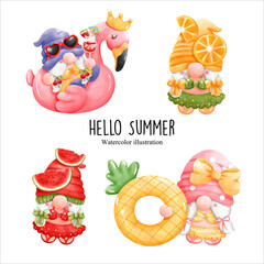 Summer gnome, Hello Summer vector illustration