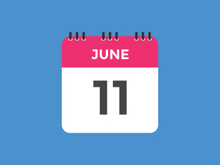june 11 calendar reminder. 11th june daily calendar icon template. Vector illustration 
