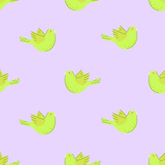 Simple seamless pattern with doodle birds. For printing on pajama and pastel fabrics.