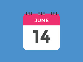 june 14 calendar reminder. 14th june daily calendar icon template. Vector illustration 
