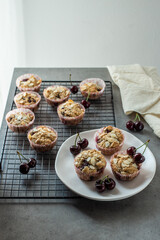 homemade muffins with cherry and chocolate